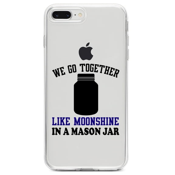 DistinctInk Clear Shockproof Hybrid Case for iPhone 7 PLUS / 8 PLUS (5.5" Screen) TPU Bumper Acrylic Back Tempered Glass Screen Protector - We Go Together Like Moonshine in a Mason Jar