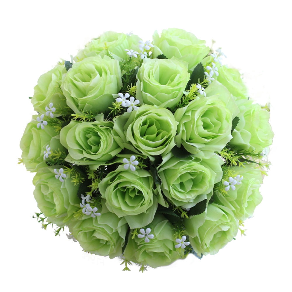 Gyouwnll 18head Artificial Silk Roses Flowers Bridal Bouquet Rose Home Wedding Decor 