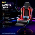 thumbnail image 2 of Mr IRONSTONE Gaming Chair with Bluetooth Speakers and RGB LED Lights, Ergonomic Massage Computer Chair with 3D Armrests and Footrest, Red/Black, 2 of 9