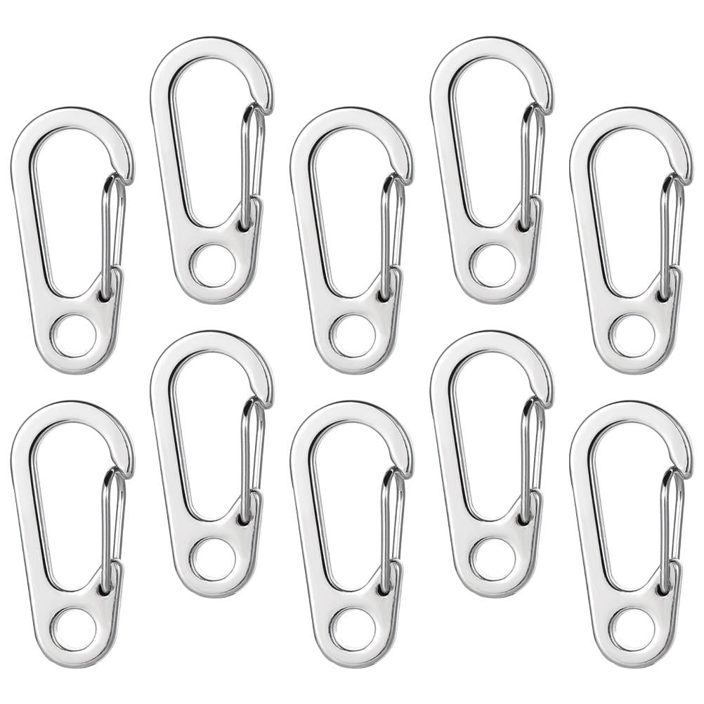 ELAYARD Climbing Carabiners Plated Silver Zinc Alloy Durable and Stylish 10Pcs