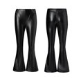thumbnail image 6 of KOMOO Women Faux Leather Pants High Waist Straight Wide Leg PU Legging Flared Zipper Trousers, 6 of 9