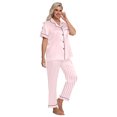 thumbnail image 6 of DAKIMOE Silk Satin Pajamas Set for Women Two-Piece Short Sleeve Shirt with Long Pajama Pant Set Soft Button Down Loungewear Nightwear Pjs Sleepwear for Women, 6 of 10