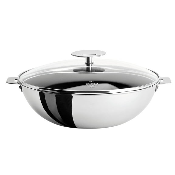 Cristel Casteline Stainless Steel 4.1-Quart Wok With Lid