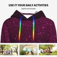 thumbnail image 4 of Uemuo Dark Purple Glitter Pattern Women's Hoodie with Eye-catching Drawstrings- Casual Pullover Hoodie with Kangaroo Pocket, Stylish Hooded Sweatshirt-Small, 4 of 7