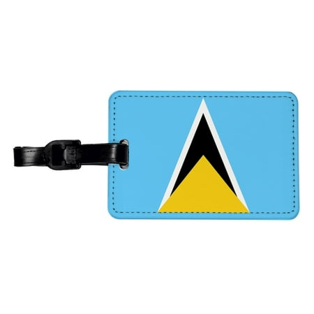 Saint Lucia Country Flag Faux Leather Travel Luggage Tag