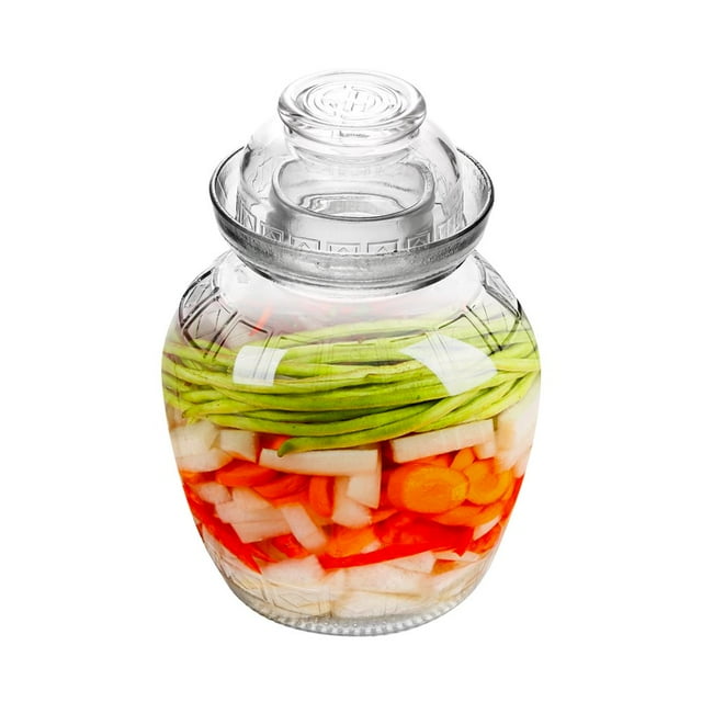Pot de Fermentation Traditionnel en Verre, Crock de Fermentation, Pot en Verre Transparent, Pot pour Marinades, Pot pour Kimchi et Légumes