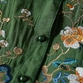 thumbnail image 5 of Green Womens Tops Women's Cotton Linen Embroidered Shirt Tops Boho 3/4 Sleeeve Tunic Top Elegant Blouse Shirts for Women, 5 of 6