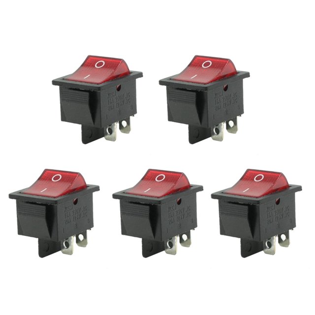 Interruptor de barco de 4 pines DPST ON-OFF Snap In 15A 250V 20A 125V 5PCS