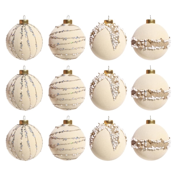 12 bolas navideñas de terciopelo plateado con acabado de alambre, adorno colgante para interiores y exteriores, decoración para fiestas, bodas, Halloween, Acción de Gracias, San Valentín.