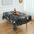 thumbnail image 6 of Halloween Tablecloth Rectangle Black Spider Web Table Cloth - 60 x 84 Oblong Polyester Cobweb Black Halloween Table Cover Washable Waterproof for Party Picnic Kitchen Dining Outdoor Decorations, 6 of 6