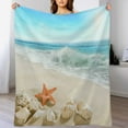thumbnail image 4 of Beach Starfish Shells Soft Print Blanket Throw Blankets Warm Cozy Lightweight Couch Blanket Stuff Gifts for Women Girls Kids Mom Teens Boys, 4 of 7