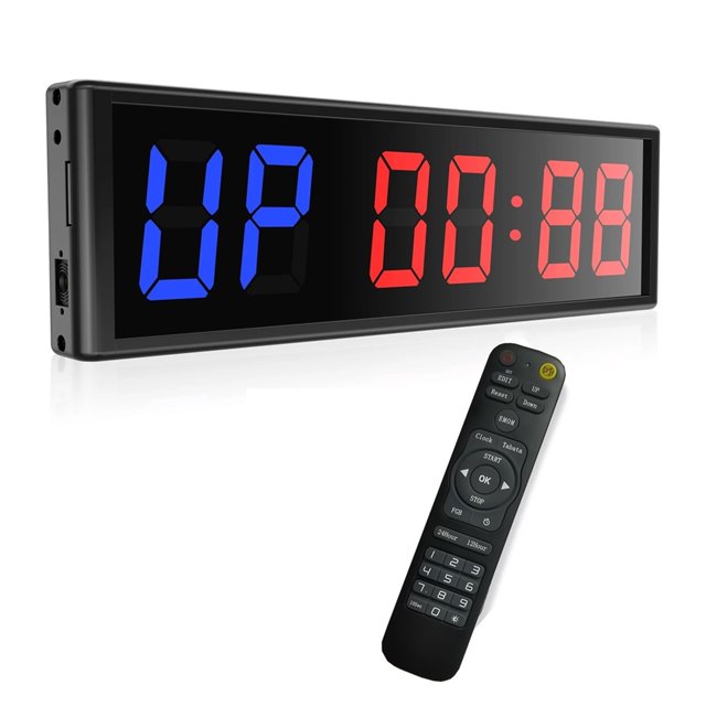 Fitness Training Gym Timer, Interval Timer Clock 2.3" Digits LED Down/Up Clock Stopwatch With Remote Control ,Easy to Use