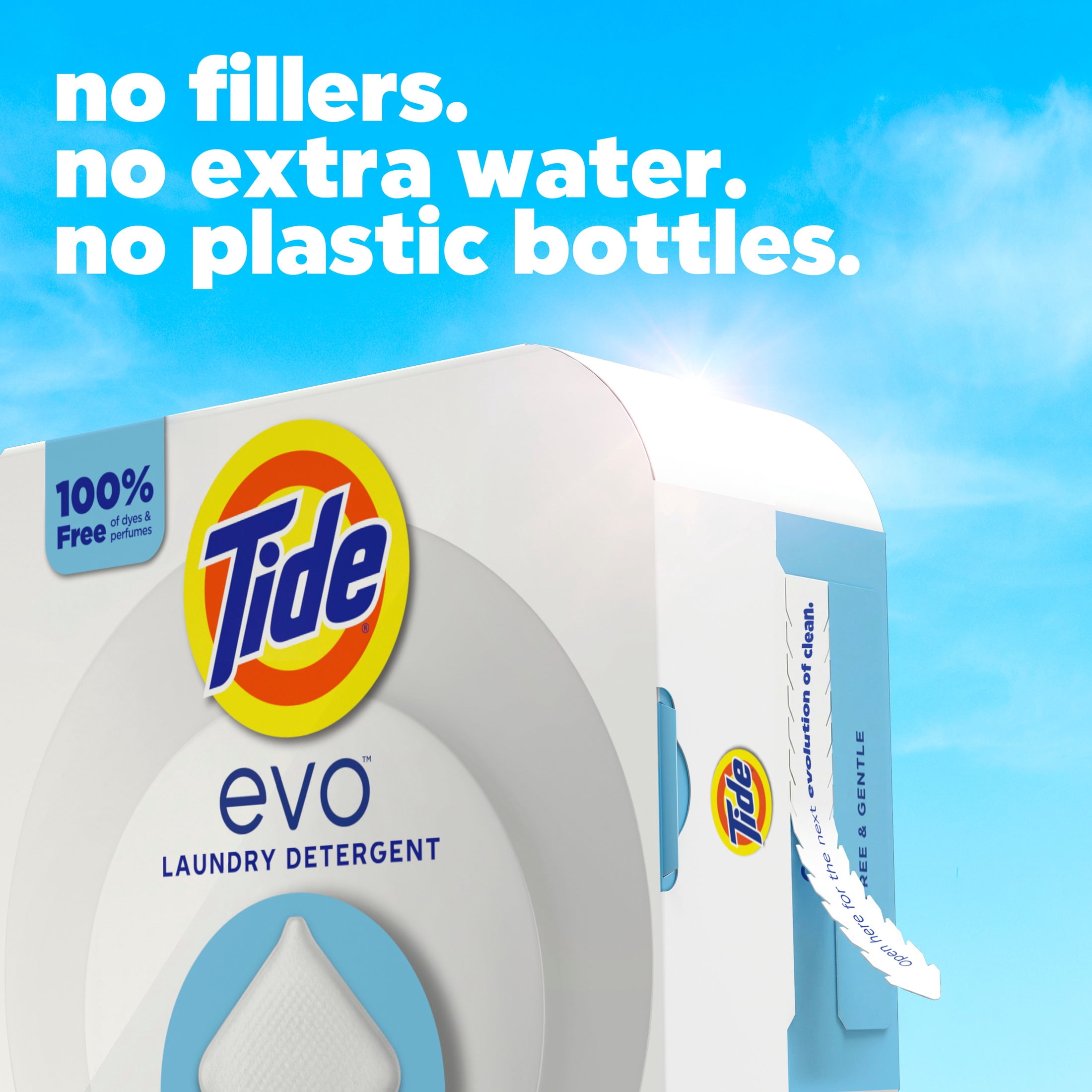 Tide Evo Free & Gentle Laundry Detergent Tiles, Works on 100% of Common Stains, Unscented, 22 Count