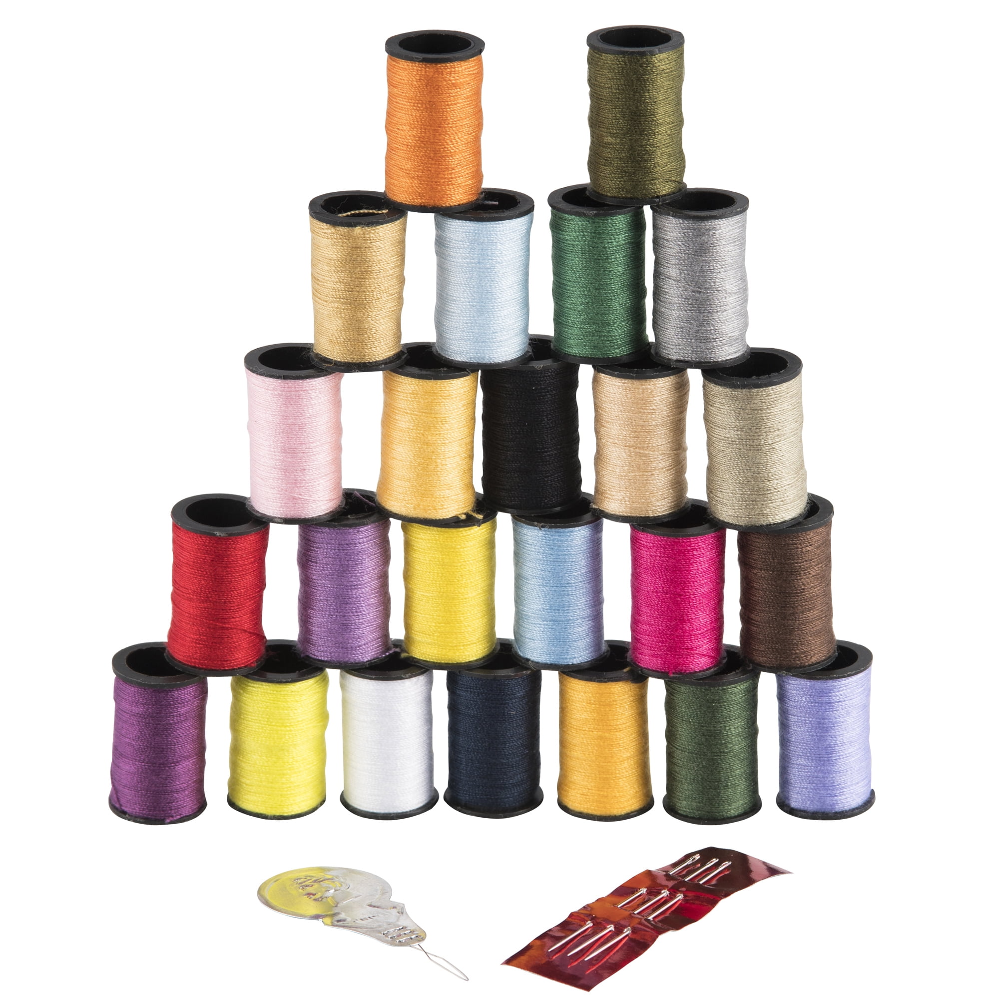 SINGER 100% Polyester Hand Sewing Thread, Assorted Colors, 10 Yds Each - 24  Count