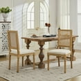 thumbnail image 2 of French Style Dining Chairs Set of 2, Linen Fabric Dining Chair with Rattan Back and Solid Leg, Wooden Farmhouse Side Chairs for Kitchen, Living Room, Beige, 2 of 8
