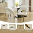 thumbnail image 3 of Hassch Contemporary Teddy Accent Dining Side Chair with Curved Back, Gold Metal Legs with Adjustable Foot Pads, Comfortable Upholstered Seat, for Home Office, Dining Room (White), 3 of 6