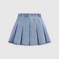 thumbnail image 5 of CPNG Girl's Casual High Waisted Pleated Denim Skirt Summer Vintage Trendy Side Zipper Uniform Skirt Jeans Skirt(Light Blue,10-11 Years), 5 of 7