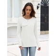 thumbnail image 3 of Zeagoo Women's Ribbed Knit Tops Long Sleeve Crew Neck Tees Decorative Pocket Button Shoulder Casual Basic Tee Shirts, 3 of 8