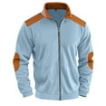 thumbnail image 5 of Xzbqbs Jacket for Men Casual Full Zip Up Stand Collar Sport Coats Fashion Lightweight Color Block Jacket Spring Fall Jackets, 5 of 7