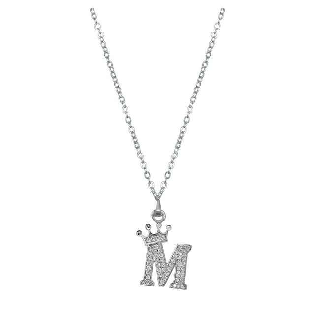 Women's Crown 26 Letters Pendant Necklace, Alloy/Rhinestone, Adjustable Chain, Minimalist, For Daily/Casual/Gifts