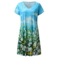 thumbnail image 5 of USSUMA Sundresses for Women Casual Summer Boho Flowy Knee Length Swing Floral Print Midi Womens Shirt Dresses Beach V Neck Sleeveless Plus Size Wedding Guest Sun Dress, 5 of 8