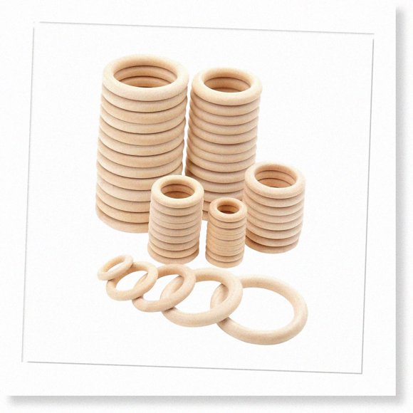 20 Pieces of 4.5cm Natural Wooden Rings - Eco-Friendly Unfinished Solid Wood Rings for DIY Pendant Connectors