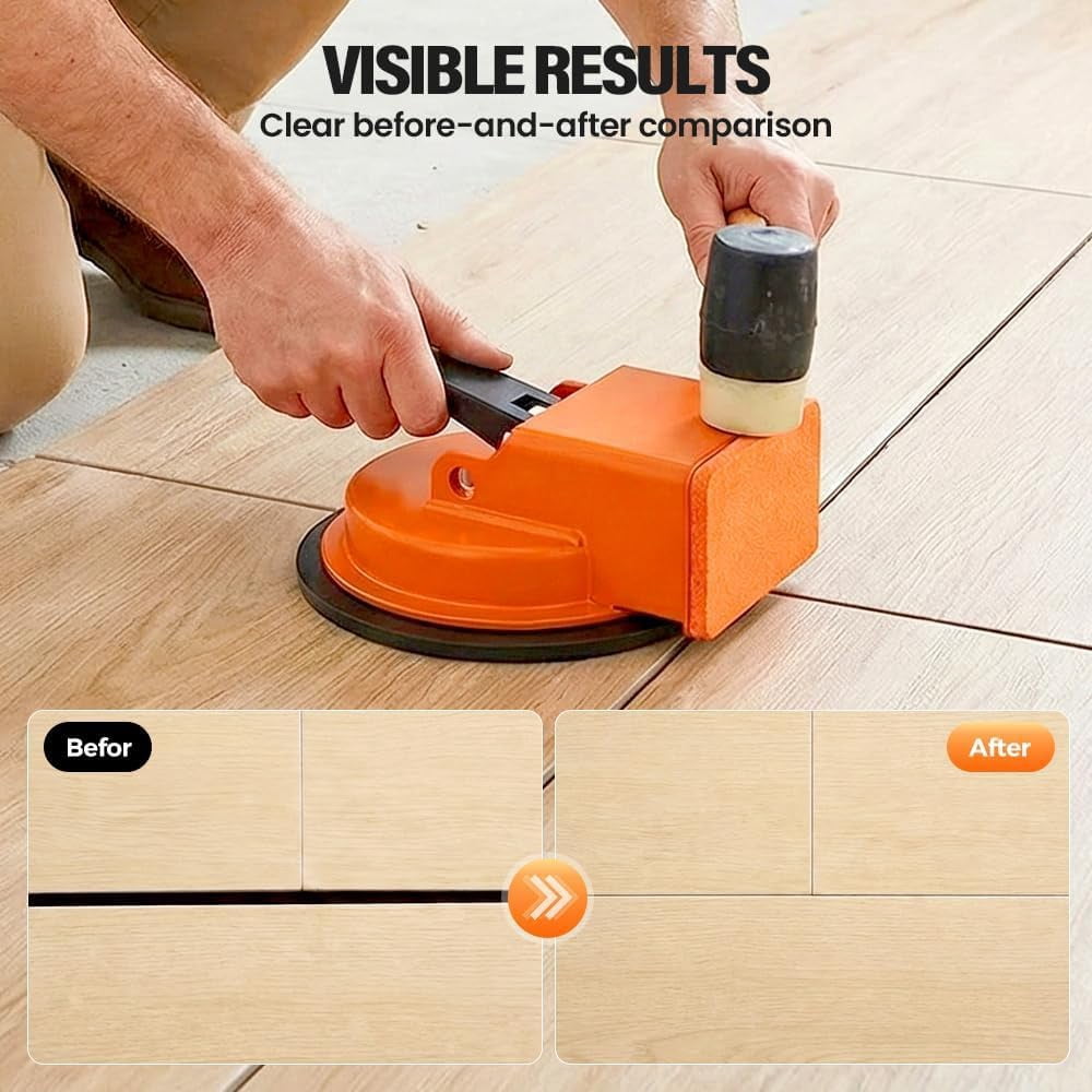 Floor Gap Fixer Tool, Heavy Duty Suction Cup Floor Gap Repair Tool with Rubber Hammer, Laminate Flooring Tools for Vinyl Plank, LVP & Wood Floors, Professional Flooring Installation Tool