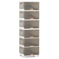 thumbnail image 1 of Gymax 6-Cube Stackable Storage Bins Foldable Shoes Boxes w/ Detachable Wheels, 1 of 10