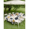 thumbnail image 3 of Outdoor Tablecloth with Umbrella Hole and Zipper, Blue Yellow Fall Rectangle Table Cloth 60x102 Inch Waterproof Tablecloth, Thanksgiving Pumpkins Star Picnic Table Cover for Patio Camping, 3 of 7
