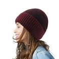 thumbnail image 3 of Women's Knitted Hat Thickened Winter Hat Color Block Melon Skin Hat Teal Hat Mens Soft Lady Hat for Women Fashionable Female Stylish Hats French Bonnets Hat Womens French Made for Girls Artist Mens, 3 of 4