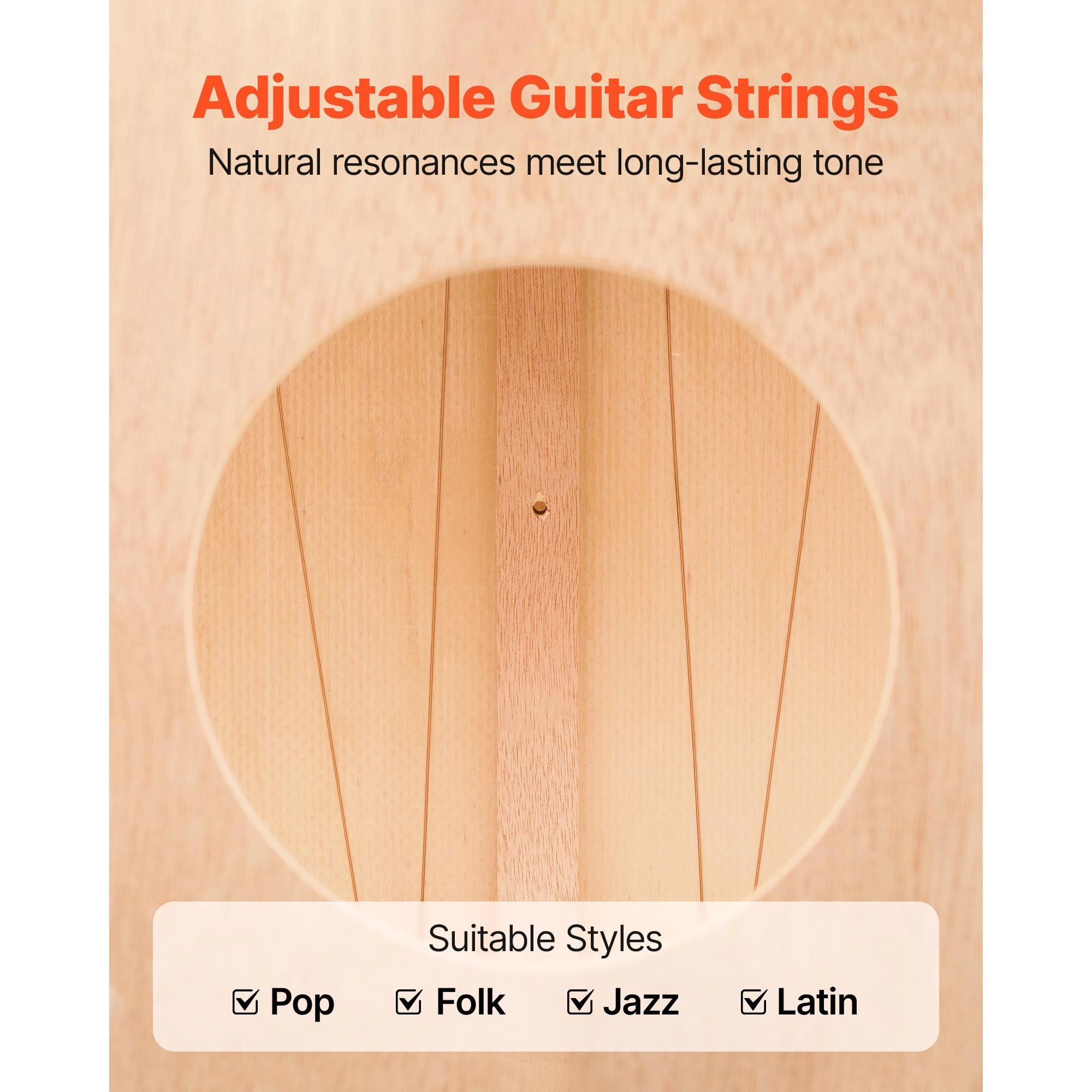 Cajon Box Drum Wooden Percussion Instrument Drum with Guitar Strings Birch, Wood