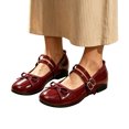 thumbnail image 5 of Busydd Mary Jane Shoes Women Fashion Dual Strap Closure Round Toe Flat Shoes Casual Comfortable Bow Solid Color Dress Shoes for Daily Wear, 5 of 6