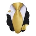 thumbnail image 1 of Conjunto de Corbata Barry.Wang a Cuadros Sólidos Dorados con Pañuelo y Gemelos, 1 of 5