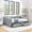 Grey + Linen, variant on Twin Size Daybed with Trundle Upholstered Sofa Bed, Linen Fabric Vertical Stripes Beige 82.5x43x30 Inches, No Box Spring Needed