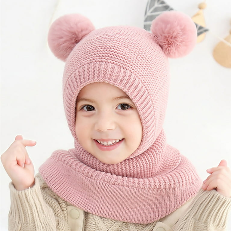 Kayannuo Back to School Clearance Fashion Kids Knitted Wool Scarf Hat  Pompom Cap Set Warm Winter + Face Mask Christmas Gifts