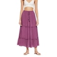 thumbnail image 3 of Women Solid Skirts Long Ruffle Layered Ladies Skirts for Summer, Purple, 3 of 6