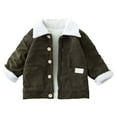 thumbnail image 2 of XXWXYD Girls Boys Corduroy Sher𝗉a-Lined Winter Coat Fle𝖾ce Jacket with Button Closure Thermal Warm Kids Outerwear Pockets, 2 of 3