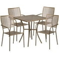 thumbnail image 2 of Flash Furniture Commercial Grade 28" Square Gold Indoor-Outdoor Steel Patio Table Set with 4 Square Back Chairs, 2 of 5