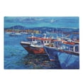 thumbnail image 1 of Country Cutting Board, Sail Boats Ships on the Shore Harbor by the Sea Small Rural Fishing Town Art, Decorative Tempered Glass Cutting and Serving Board, Large Size, Navy Red, by Ambesonne, 1 of 1