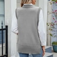 thumbnail image 7 of Vmvidoty Womens Knitted Sweaters Round Neck Loose Solid Color Buttons Decorated With Slit Top Gray XL( Women's or Women's Plus ), 7 of 7