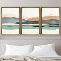 PixonSign Framed Wall Art Print Set Abstract Watercolor Mountains Geometric Shapes Illustrations Modern Art Farmhouse/Country Scenic Fun for Living Room, Bedroom, Office - 24"x36"x3 Natural