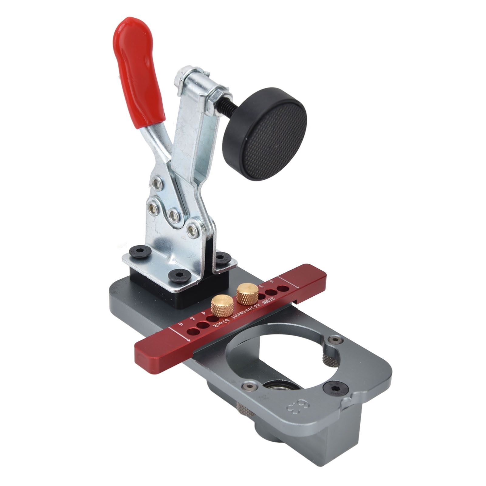 Hinge Jig Adjustable Woodworking Hole Puncher Opener Drilling Guide Locator Hand Tool 35mm Gray