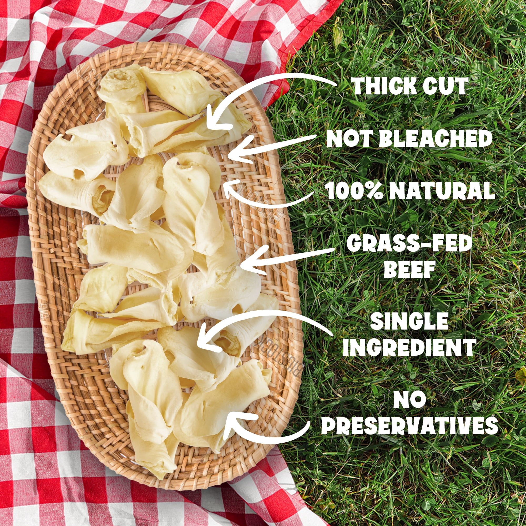 Cows Ears for Dogs, Thick Cut, Long Lasting Cow Ears