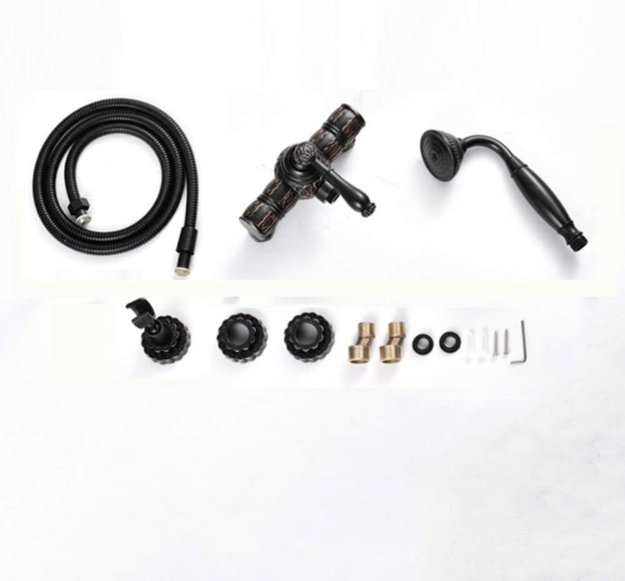 Black Bronze Shower Faucet Set Wall Mounted Bathroom Bathtub Faucet Vintage Handheld Shower Head, Single Handle