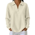 thumbnail image 2 of FAHUOMU Women's Waffle Knit Top Long Sleeve V Neck Shirts Soft Lightweight Collared Outfits Casual Fall Fashion Blouses, 2 of 10