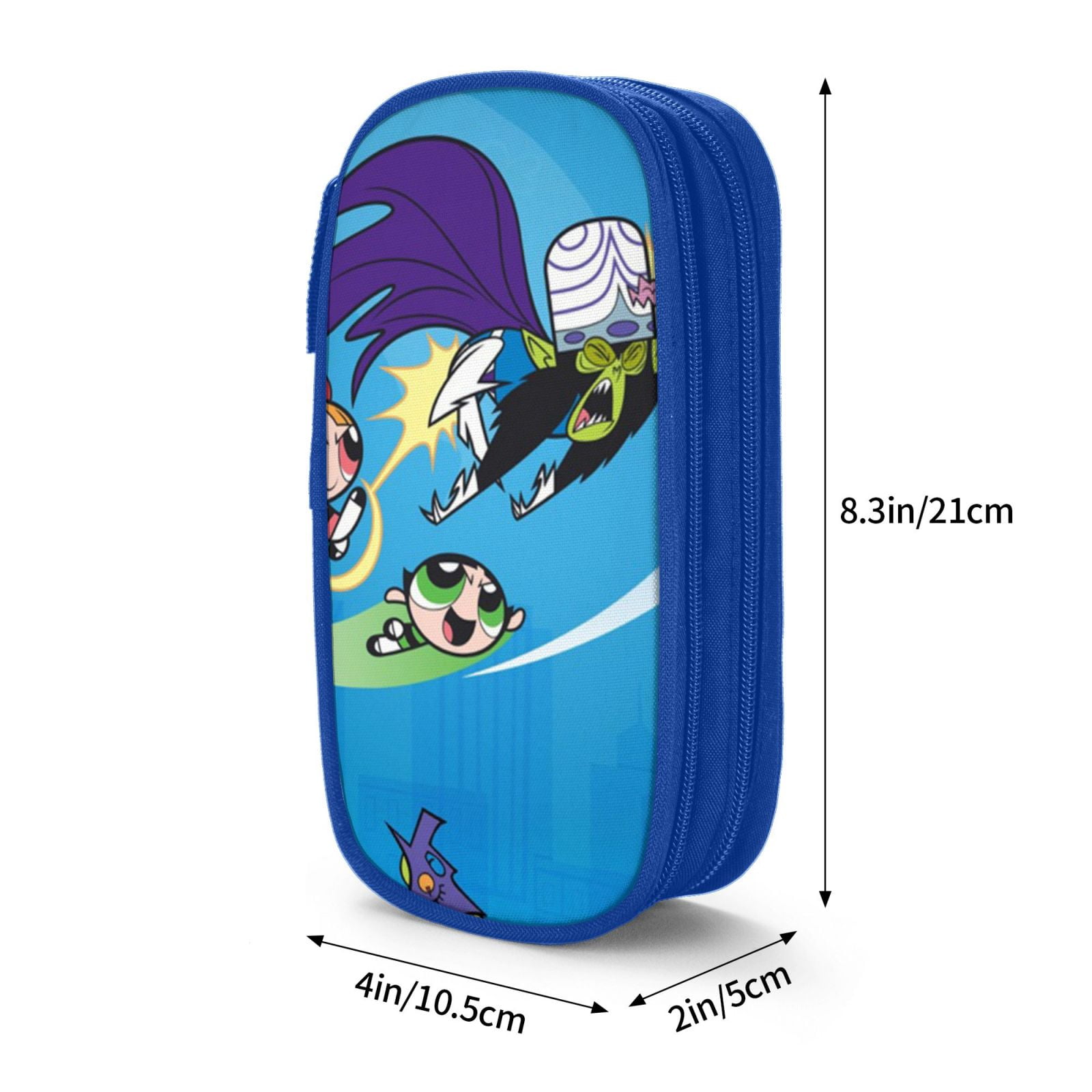 The Powerpuff Gi-rls Pencil Case Large Capacity Pencil Pouch Penbag Office Stationery Organizer Travel Makeup Bag Blue