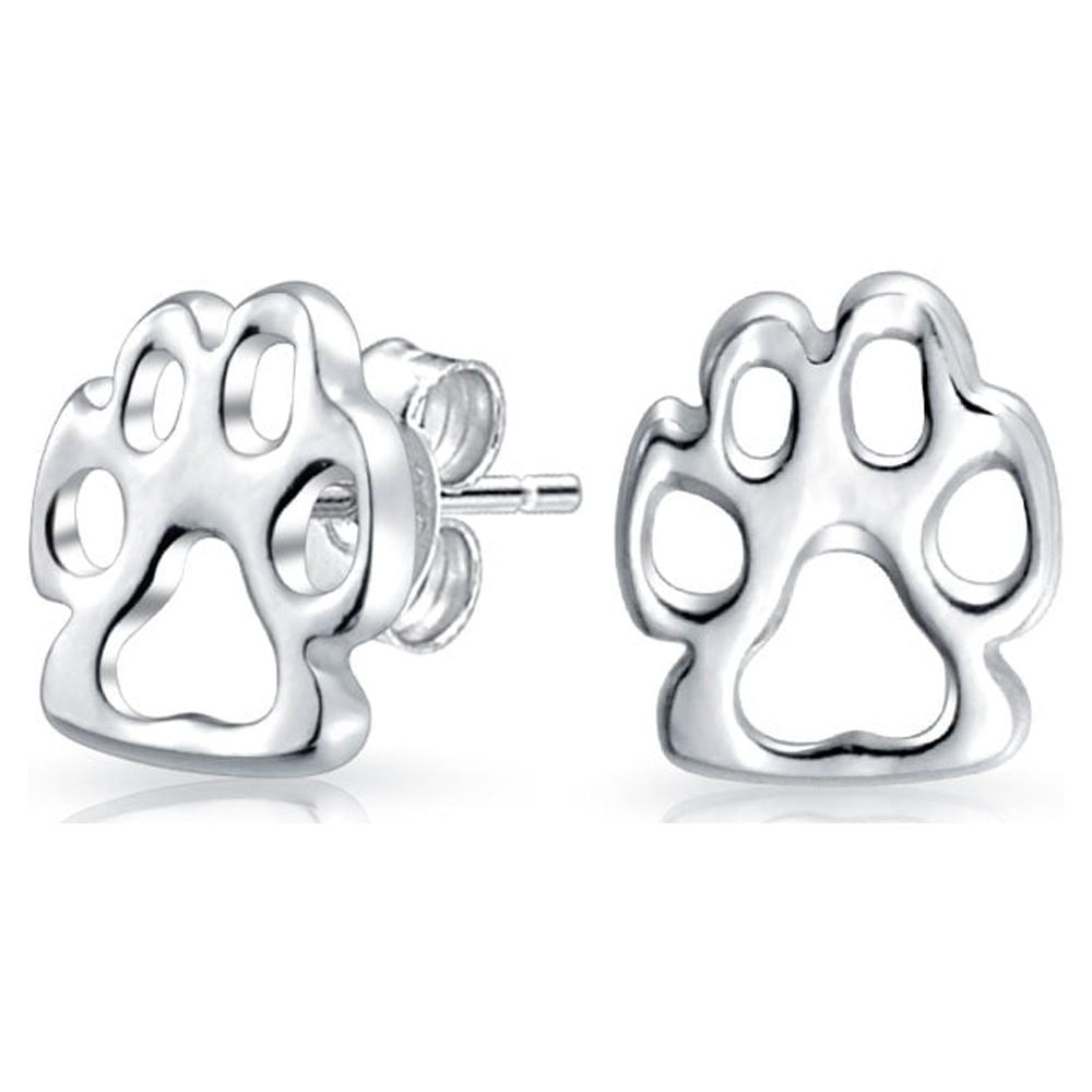 Cute Animal Footprint Dangle Earrings - Silver Paw Print Jewelry