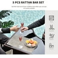 thumbnail image 6 of Outsunny 5 Pcs Wicker Outdoor Bar Set with Glass Top Table and 2 Tier Storage Shelf, 1 Table and 4 Bar Stools for Patio, Garden, Poolside, Dark Brown, 6 of 10