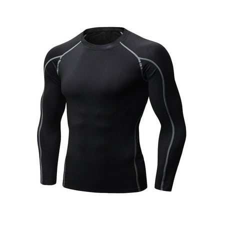Men's Compression Thermal Base Layer Long Sleeve Sports Gym Athletic ...
