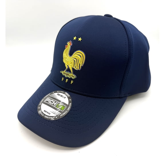 Navy Blue  & Gold Soccer Fan Cap – France Style Inspired Adjustable Snapback Hat, Lightweight Breathable Sports Baseball Cap